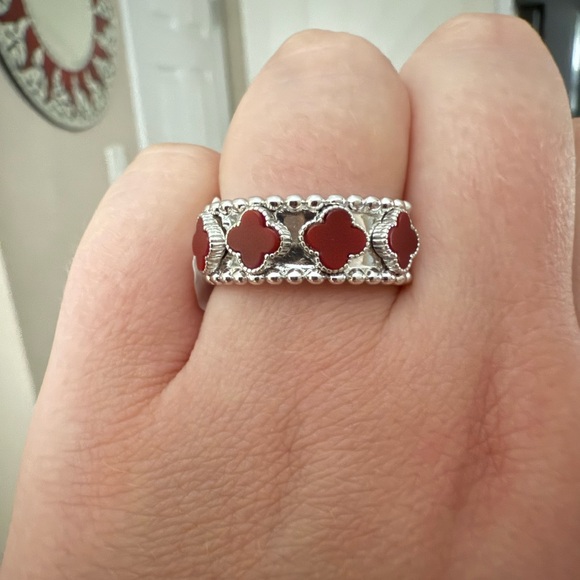 Elegant Silver and Red coral Ring - Picture 1 of 2